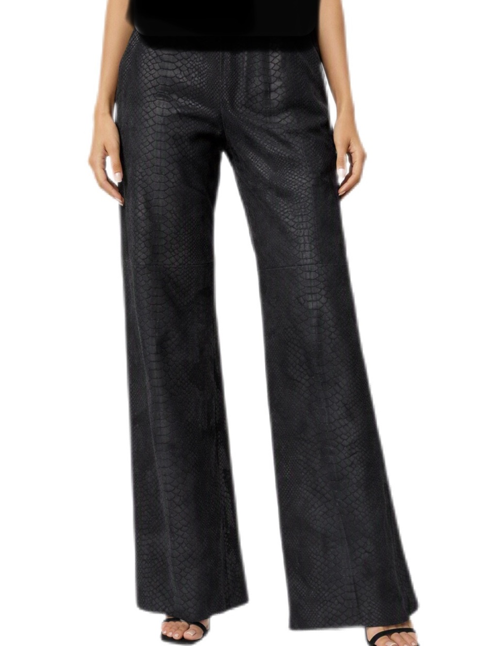 Etcetera Snake Embossed Genuine Suede Wide Leg Pants - NWT
